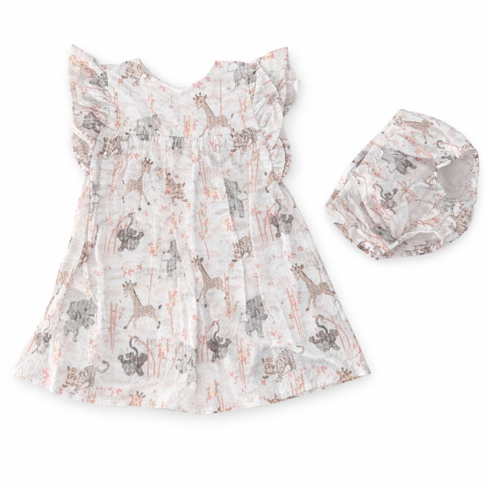 Kenzo White and Gray Animal Print Kids Dress